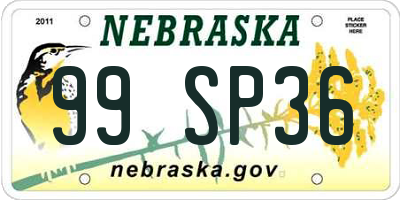 NE license plate 99SP36