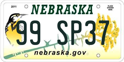 NE license plate 99SP37