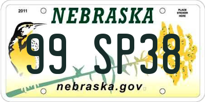 NE license plate 99SP38