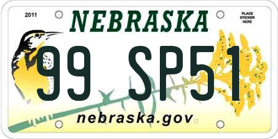 NE license plate 99SP51