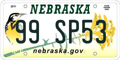 NE license plate 99SP53