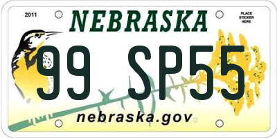 NE license plate 99SP55