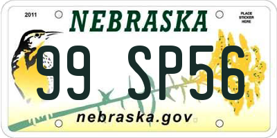 NE license plate 99SP56