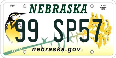 NE license plate 99SP57