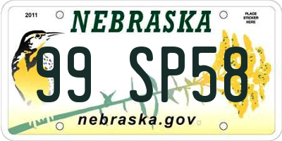 NE license plate 99SP58