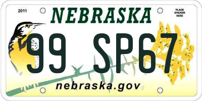 NE license plate 99SP67