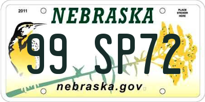 NE license plate 99SP72