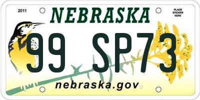 NE license plate 99SP73