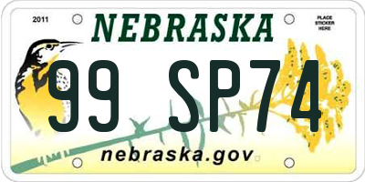 NE license plate 99SP74