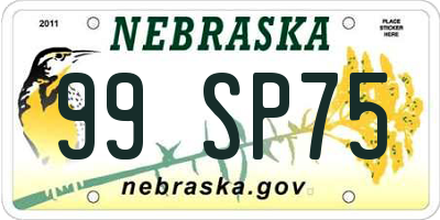 NE license plate 99SP75