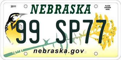 NE license plate 99SP77