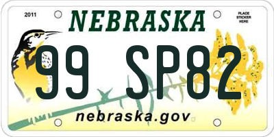 NE license plate 99SP82