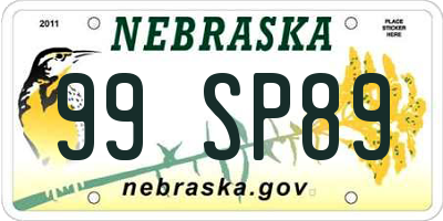 NE license plate 99SP89