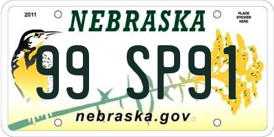 NE license plate 99SP91