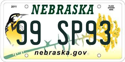 NE license plate 99SP93