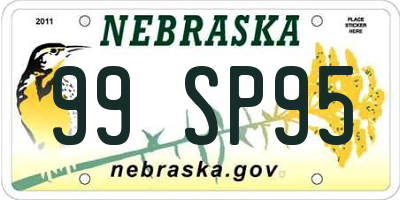 NE license plate 99SP95