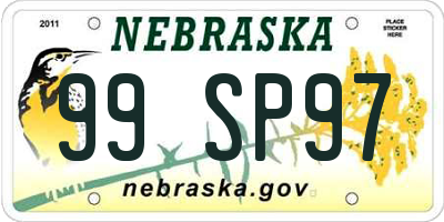 NE license plate 99SP97