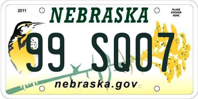 NE license plate 99SQ07