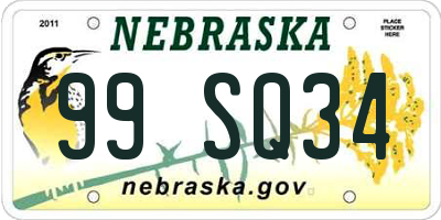 NE license plate 99SQ34