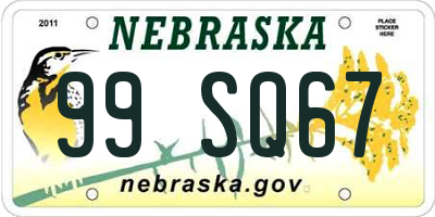 NE license plate 99SQ67