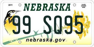 NE license plate 99SQ95