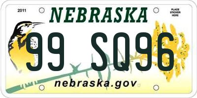 NE license plate 99SQ96