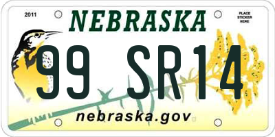 NE license plate 99SR14