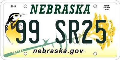 NE license plate 99SR25