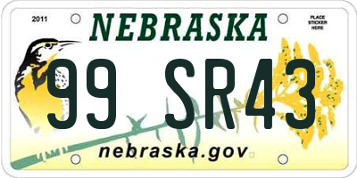 NE license plate 99SR43