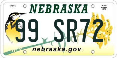 NE license plate 99SR72