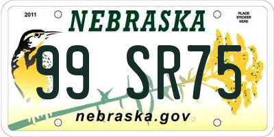 NE license plate 99SR75