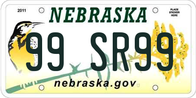 NE license plate 99SR99