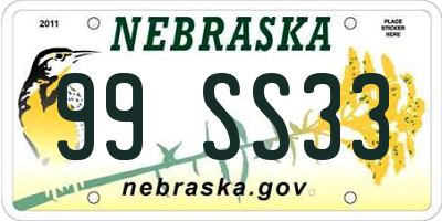 NE license plate 99SS33