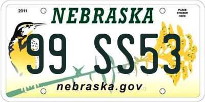 NE license plate 99SS53