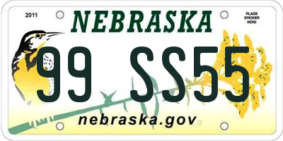 NE license plate 99SS55