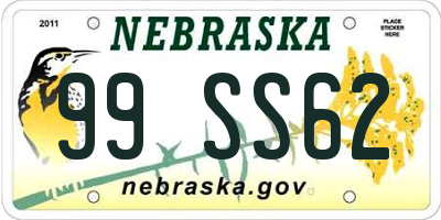 NE license plate 99SS62