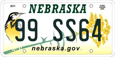 NE license plate 99SS64