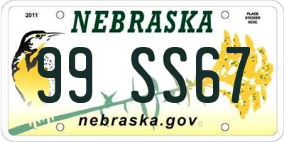 NE license plate 99SS67