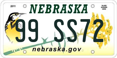 NE license plate 99SS72