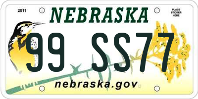 NE license plate 99SS77