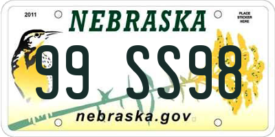 NE license plate 99SS98