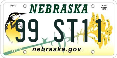 NE license plate 99ST11