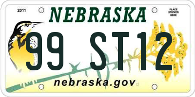 NE license plate 99ST12