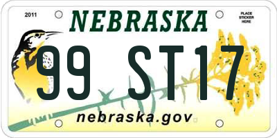 NE license plate 99ST17