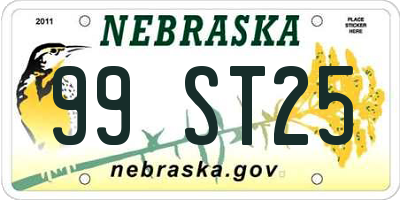 NE license plate 99ST25