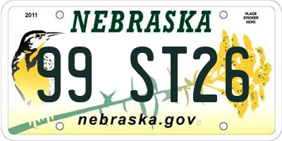 NE license plate 99ST26