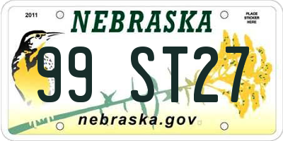 NE license plate 99ST27