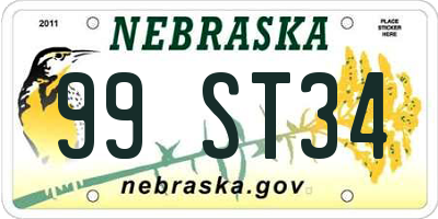 NE license plate 99ST34