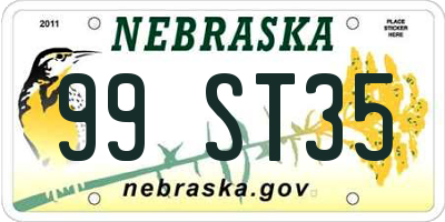 NE license plate 99ST35