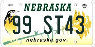 NE license plate 99ST43